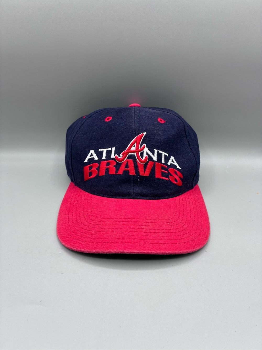 Atlanta Braves Vtg Signatures Embroidered Baseball Cap Adult OSFA Navy Blue